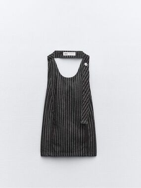 ZARA - STRIPED DENIM HALTER TOP